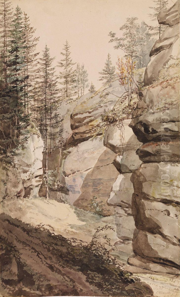 Fra Uttewalder Grund Oil Painting by Johan Wilhelm Ludwig Dahl