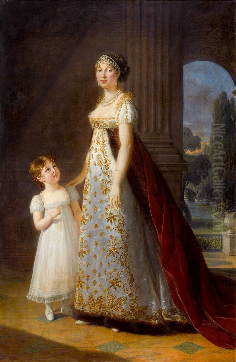 Caroline Murat with her daughter Letizia Oil Painting by Elisabeth Louise Vigee Le Brun