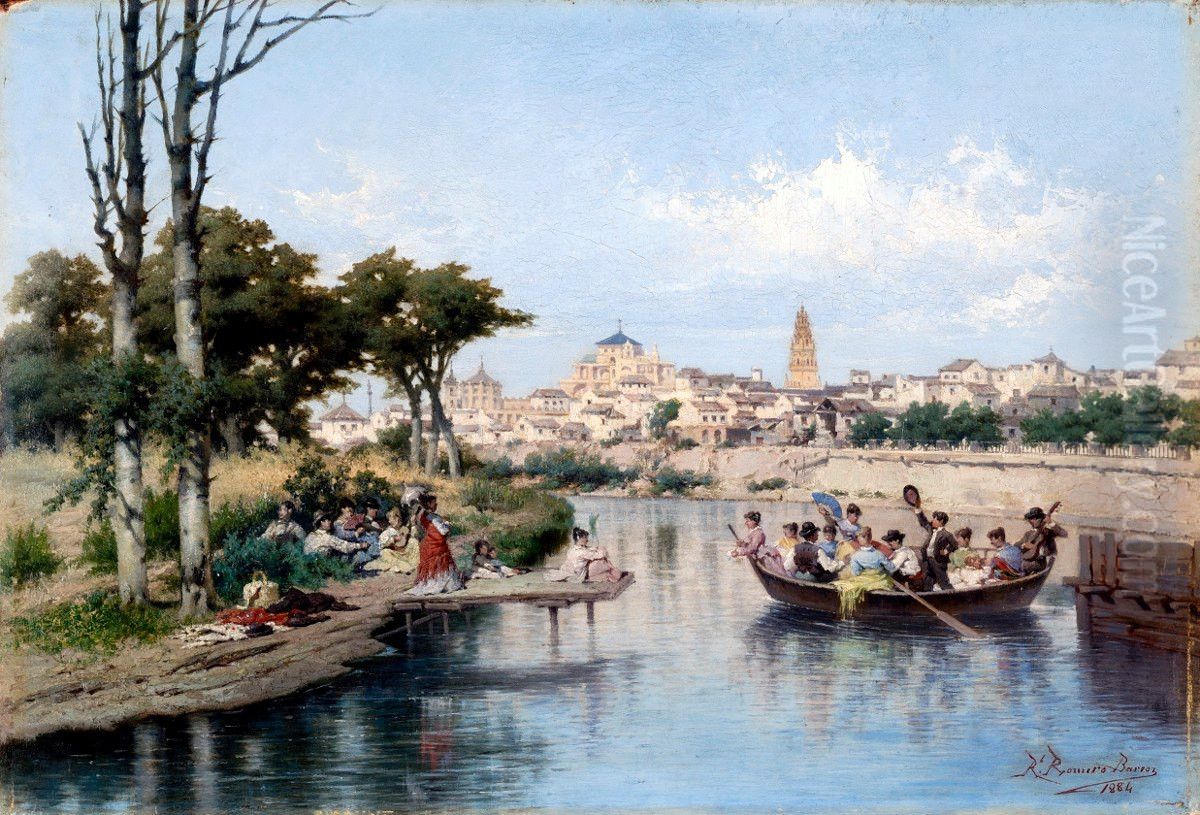 Domingo en Cordoba a orillas del Guadalquivir Oil Painting by Rafael Romero Barros