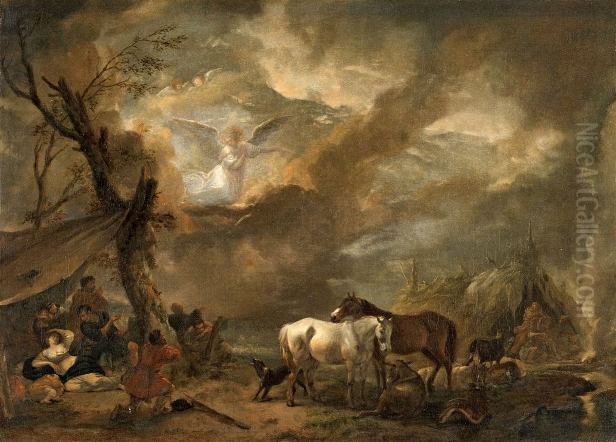 The annunciation to the shepherds Oil Painting by Philips Wouwerman
