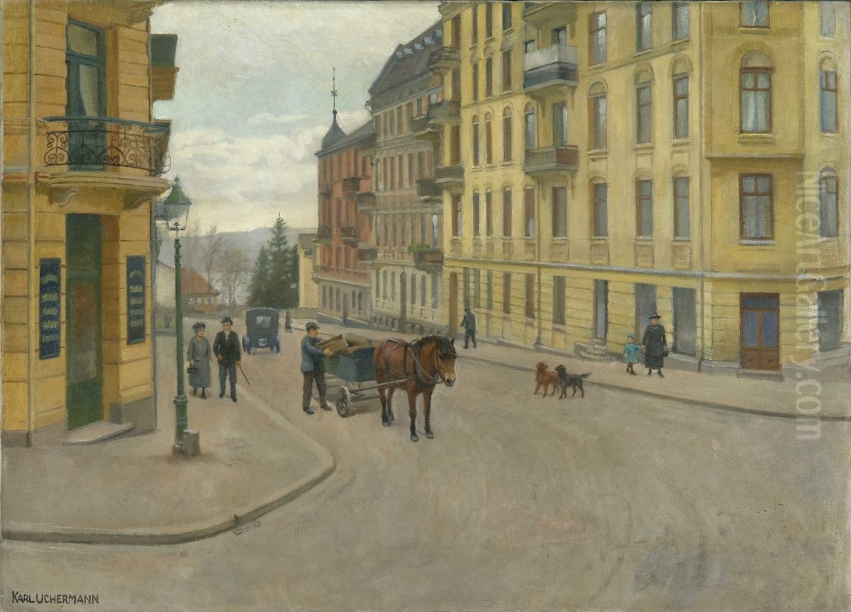 Tostrupsgate Oil Painting by Karl Uchermann