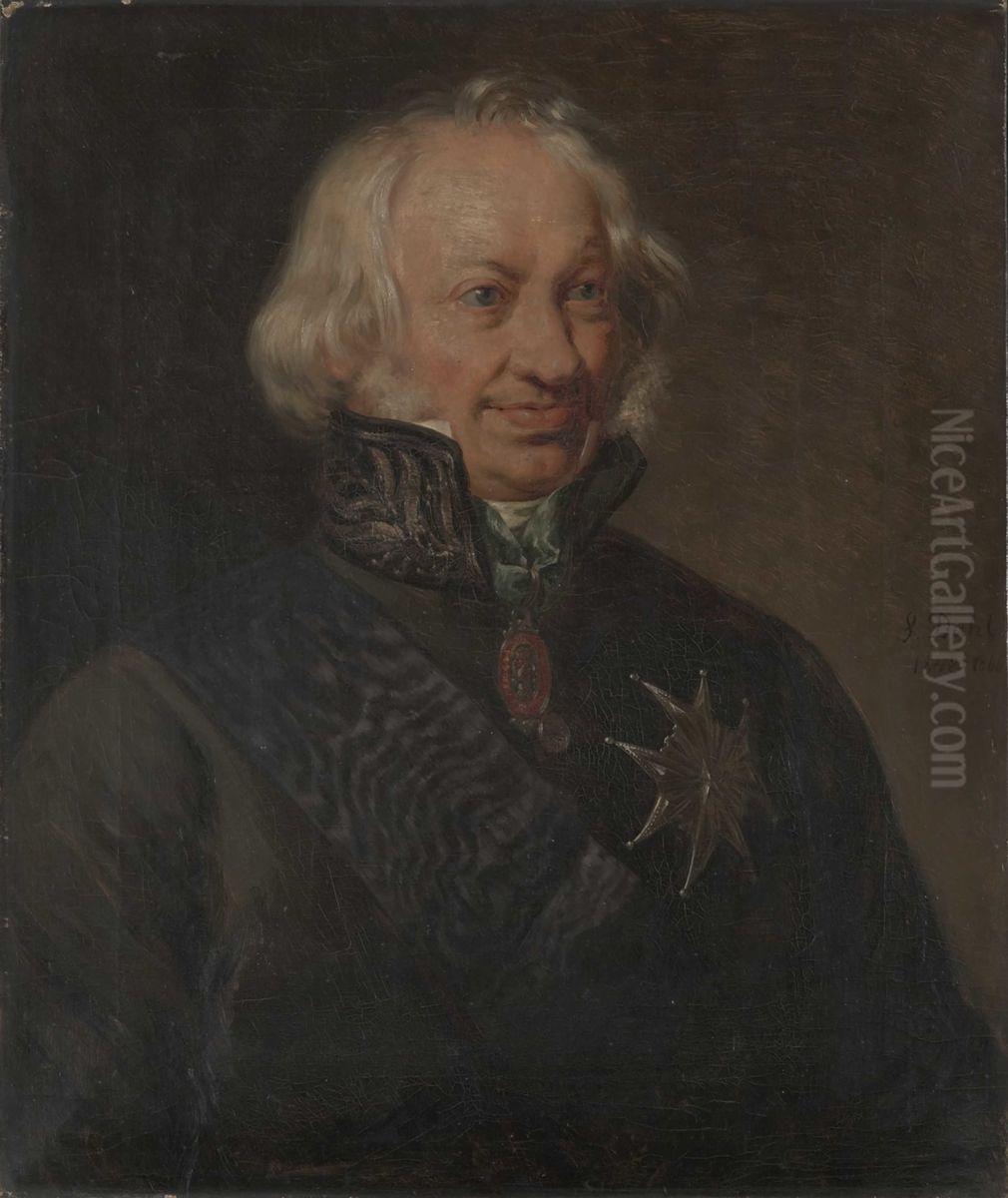 Portrett av Georg Jacob Bull Oil Painting by Johann Siegwald Dahl