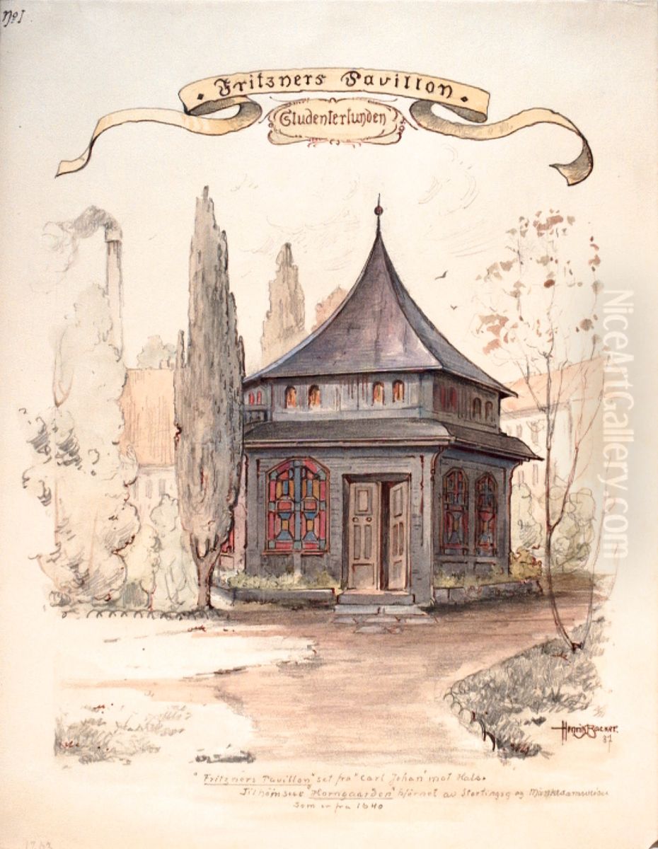 Fritzners Pavillon, Studenterlunden Oil Painting by Henrik Backer