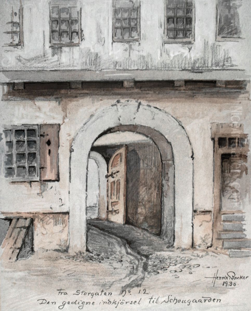 Fra Storgaten No 12 Oil Painting by Henrik Backer