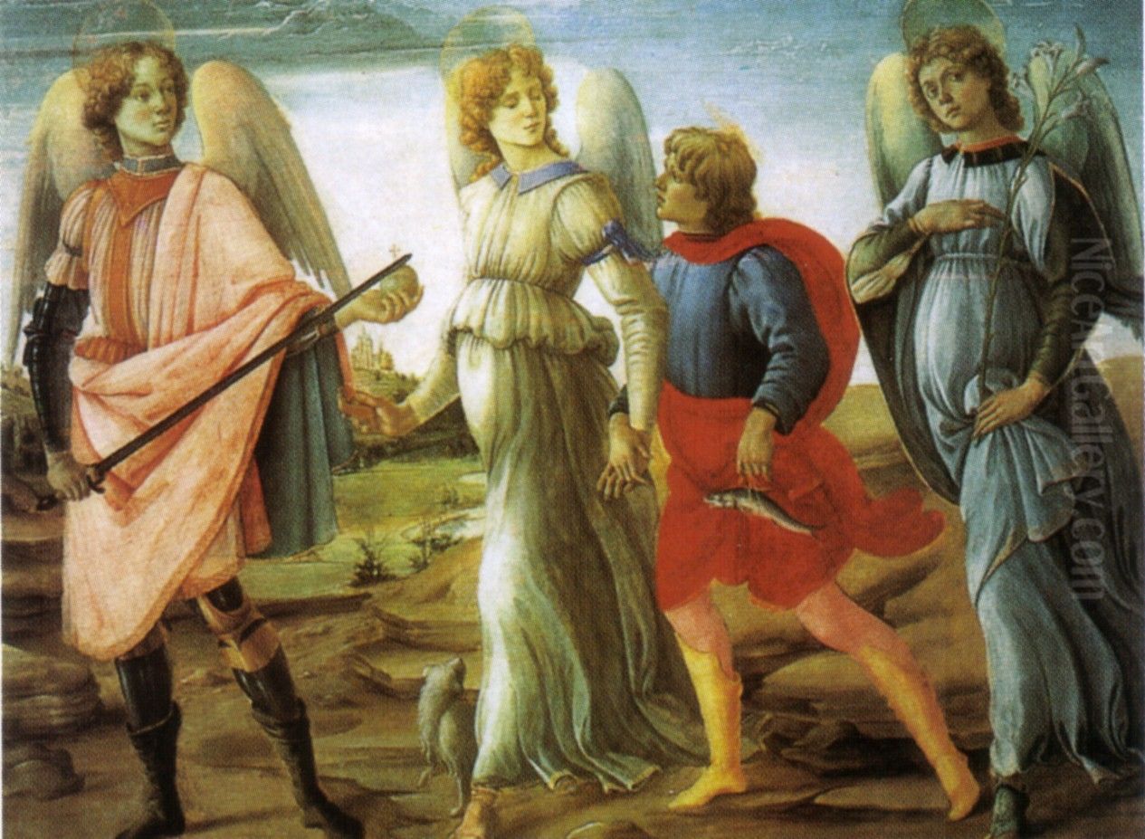 Tobias and three Archangel Oil Painting by Filippino Lippi