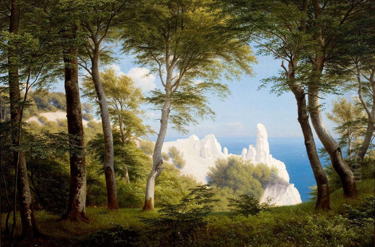 View of the sea from Moens Klint Oil Painting by P. C. Skovgaard