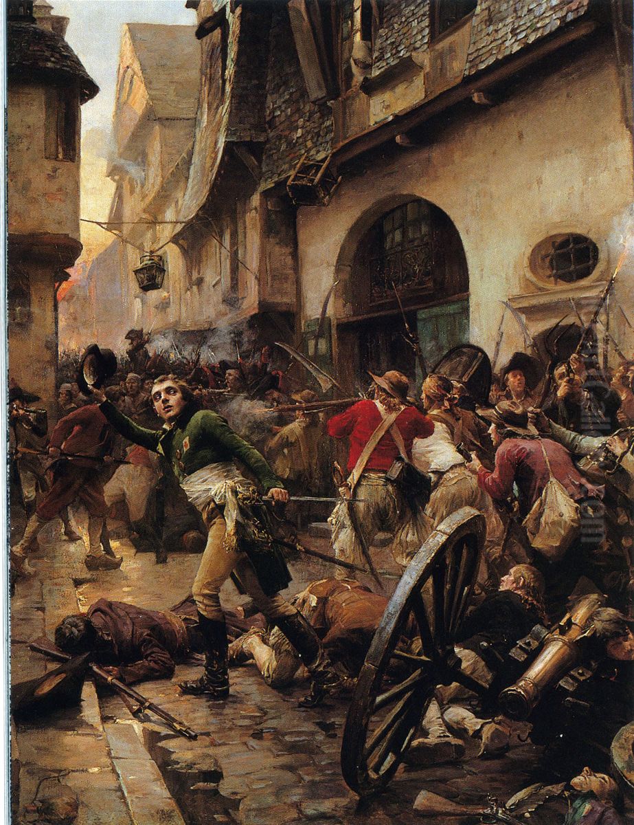 Henri de La Rochejacquelein au combat de Cholet en 1793 Oil Painting by Paul-Emile Boutigny