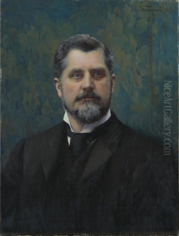 Portrait of Christian Julius Schou Oil Painting by Asta Norregaard