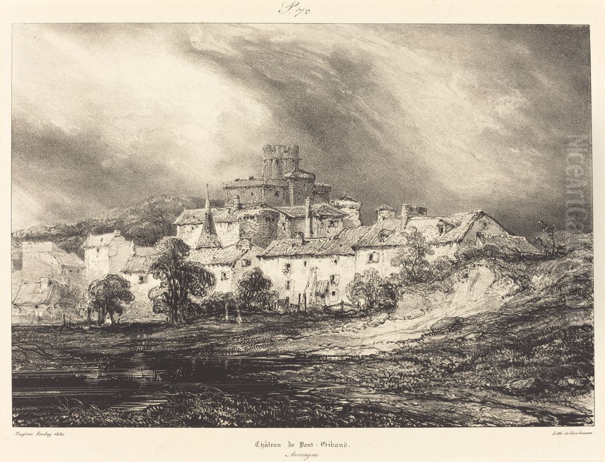 Chateau de Pont-Gibaud Oil Painting by Eugene Isabey