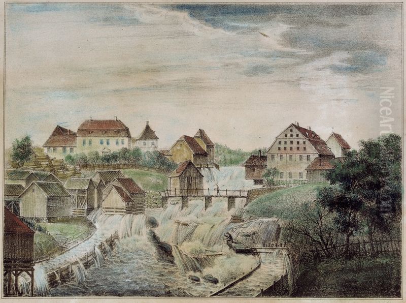 Akerselva ved Beierbrua Oil Painting by Peter Frederik Wergmann