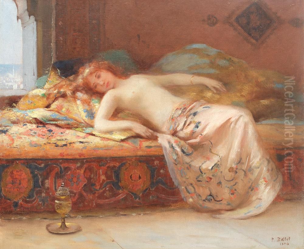 Oriental Interior (Odalisca at Constantinople) Oil Painting by Pierre Bellet