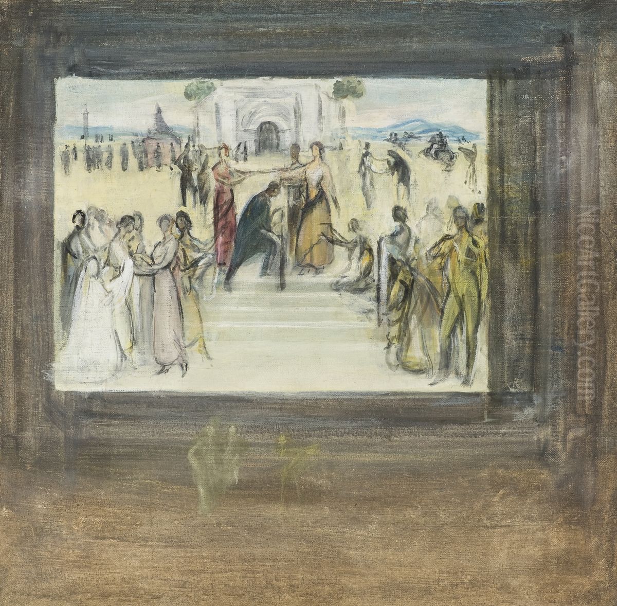 Boceto de La consagracion de la copla Oil Painting by Julio Romero De Torres