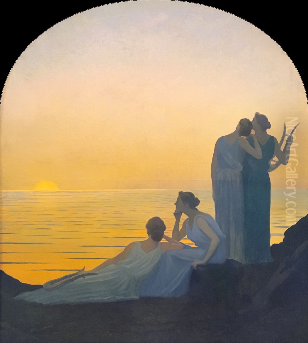 Soir antique Oil Painting by Alphonse Osbert
