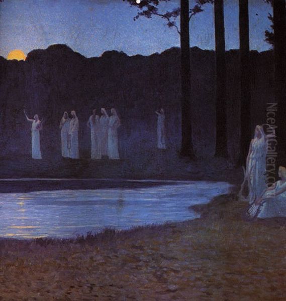 Song of the Night Oil Painting by Alphonse Osbert