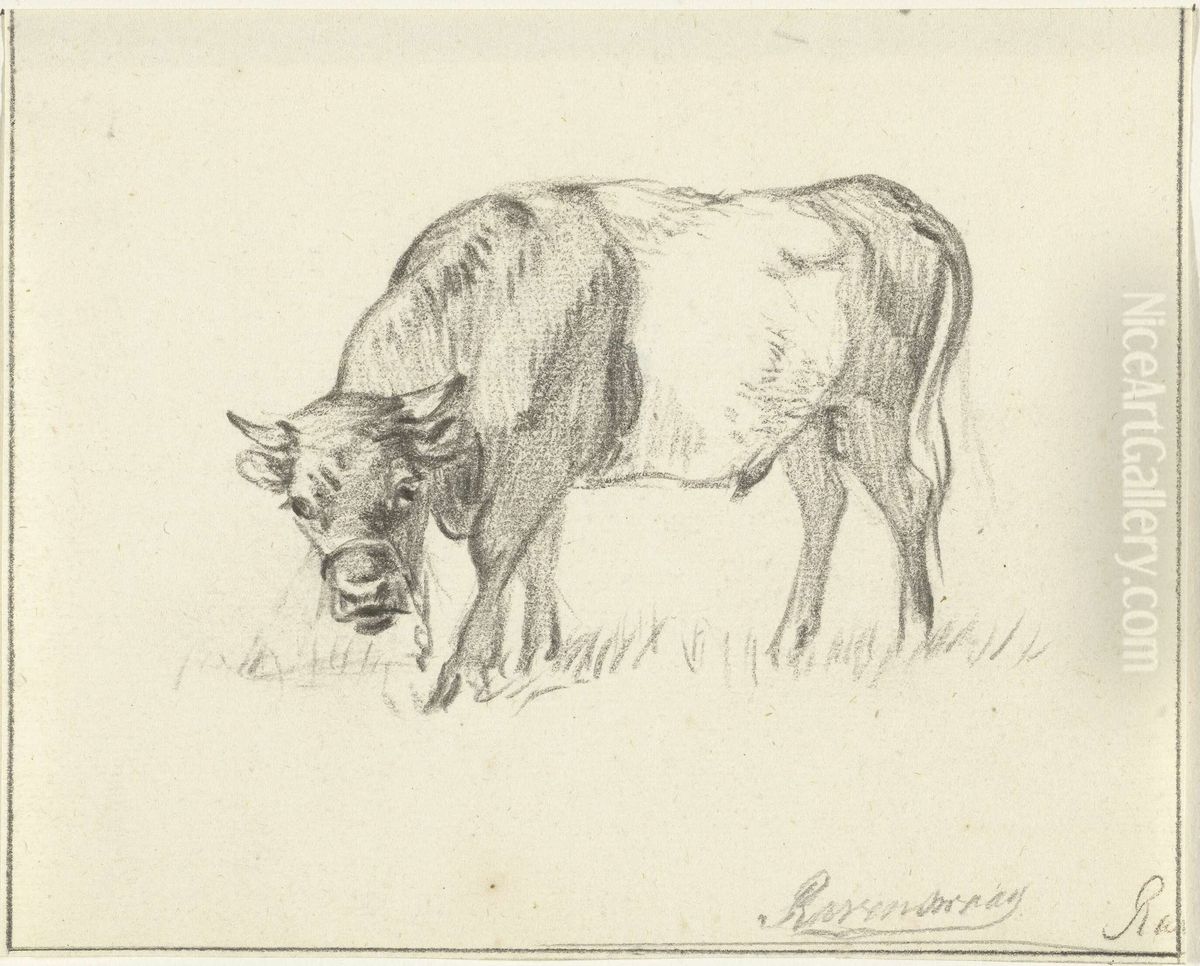Grazende stier, naar links Oil Painting by Jean  Bernard