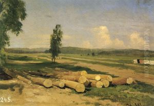 Logs. The Village of Konstantinovka near Krasnoye Selo. Study