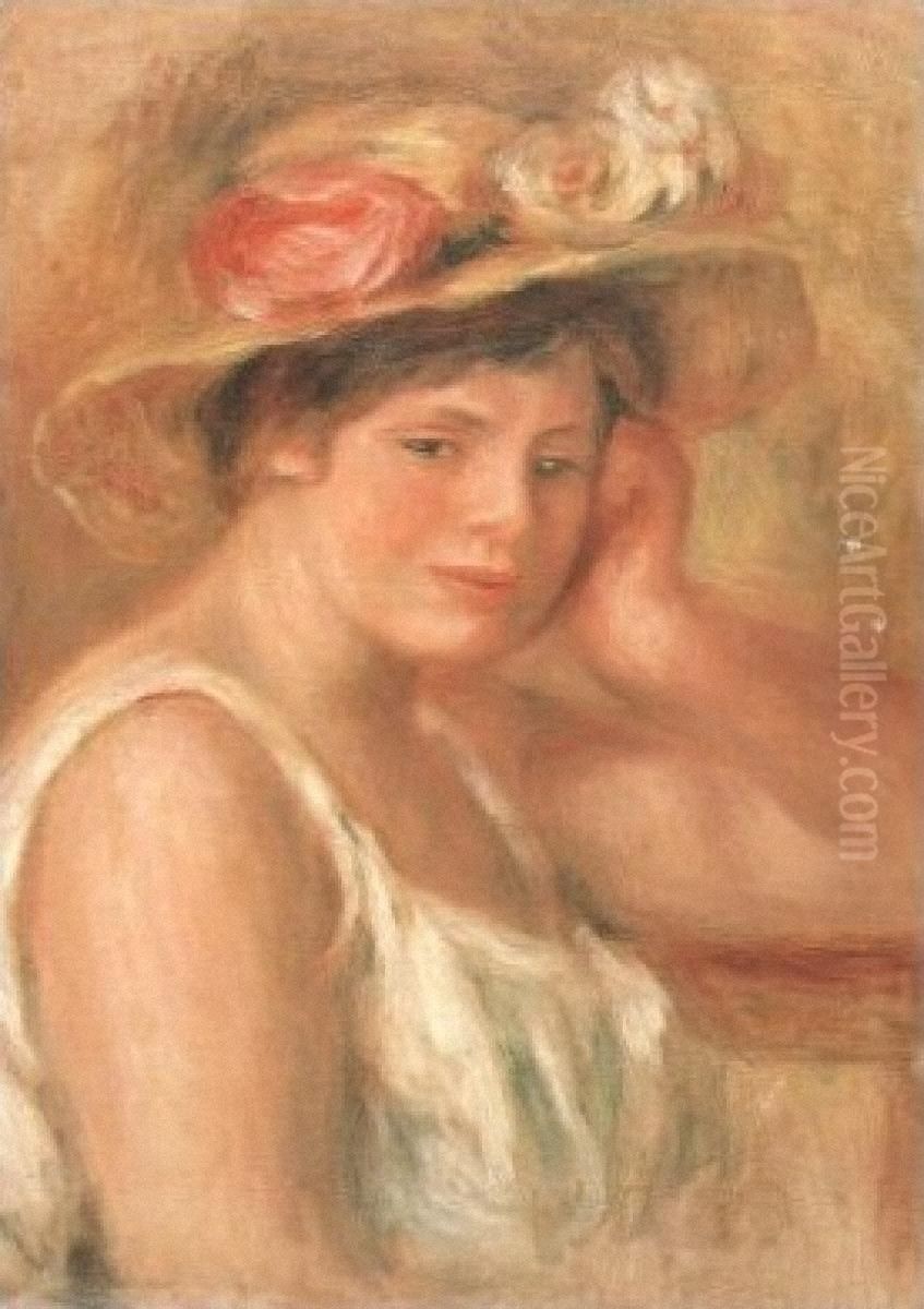 Jeune fille au chapeau Oil Painting by Pierre Auguste Renoir