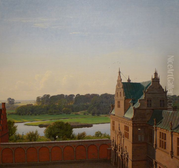 View from Frederiksborg Castle Oil Painting by P. C. Skovgaard