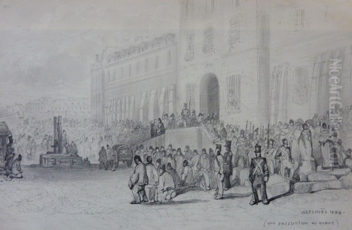 Une execution au bagne Oil Painting by Jules Achille Noel