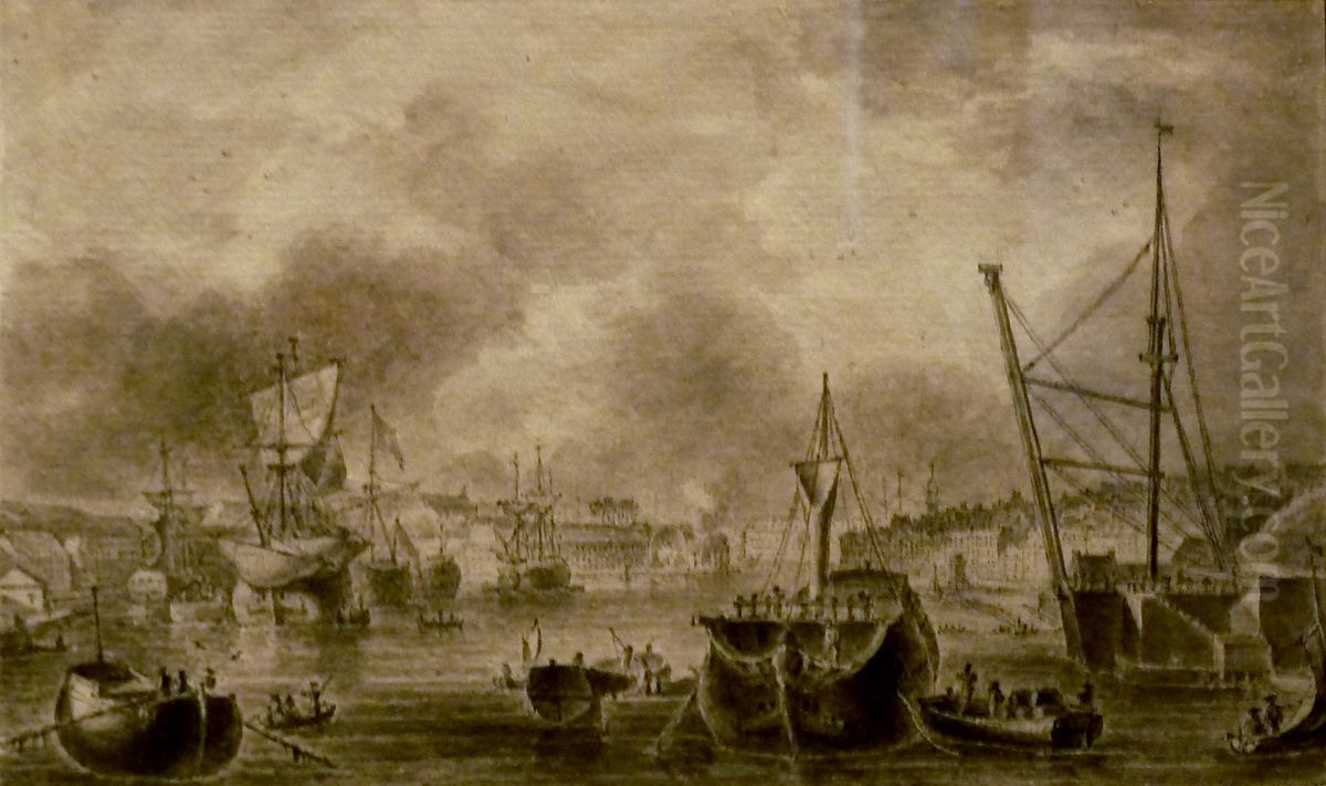 Le port de Brest Oil Painting by Nicolas Ozanne