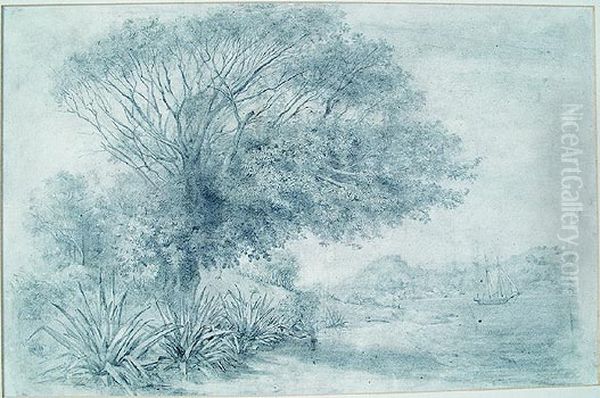 Study of a landscape Oil Painting by Victor Meirelles
