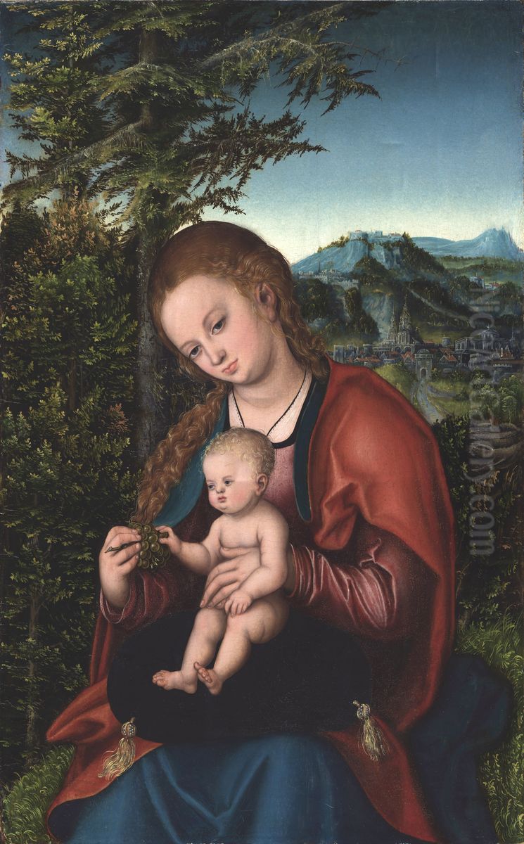 Madonna und Kind in einer Landschaft Oil Painting by Lucas Cranach the Elder