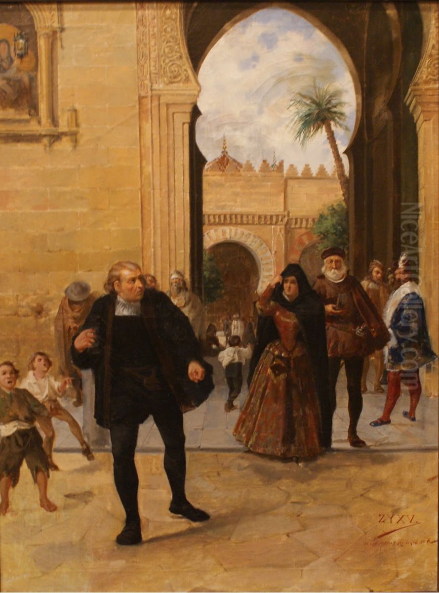 Colon saliendo de la Mezquita Oil Painting by Rafael Romero De Torres