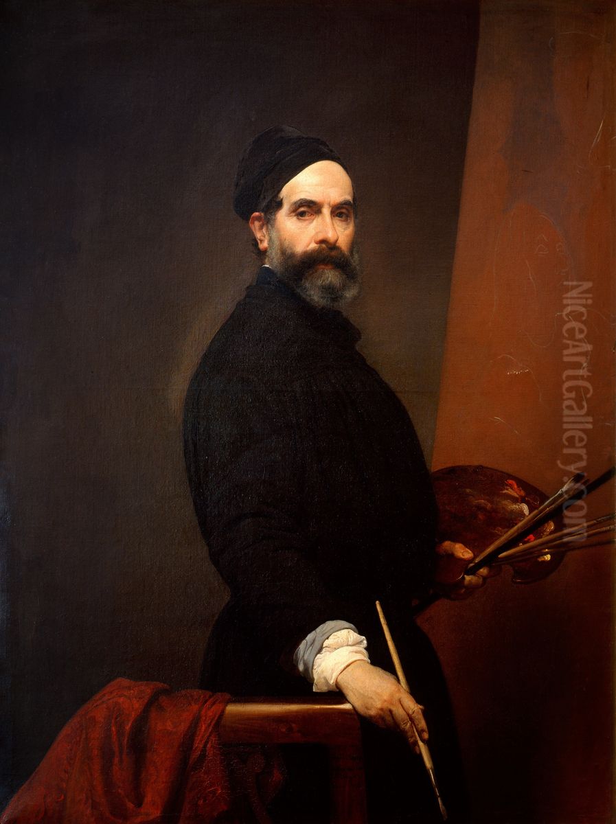 Autoritratto a 57 anni Oil Painting by Francesco Hayez