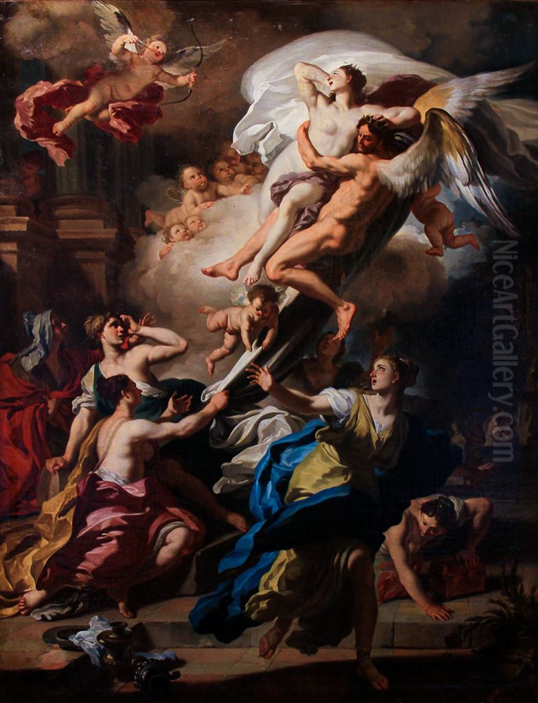 Boreas Abducting Oreithyia, Daughter of Erechteus Oil Painting by Francesco Solimena