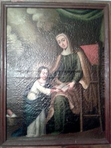 Santa Ana ensenando leer a la Virgen