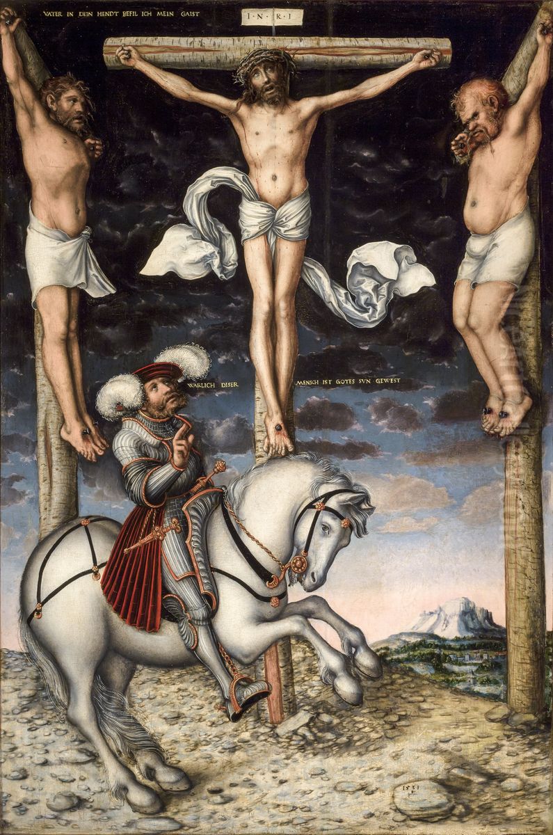 The Crucifixion with the Converted Centurion Oil Painting by Lucas Cranach the Elder