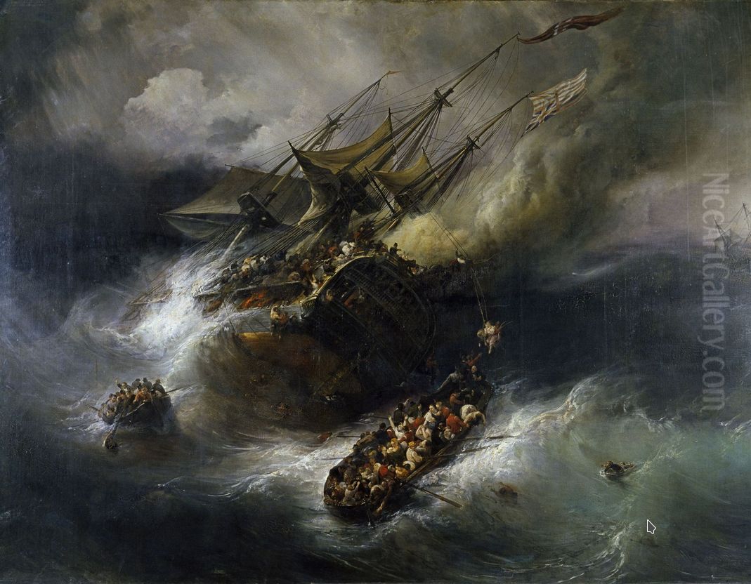 Loss of East Indiaman Kent Oil Painting by Theodore Gudin