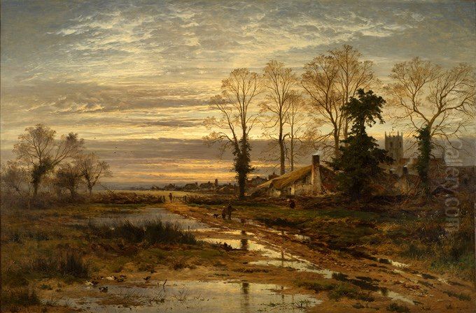 February Fill Dyke Oil Painting by Benjamin Williams Leader