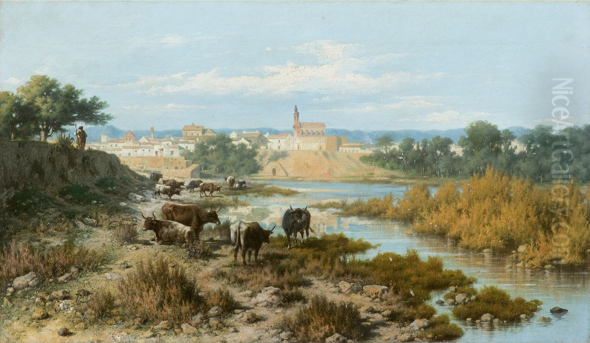 Orillas del Guadalquivir. Oil Painting by Rafael Romero Barros