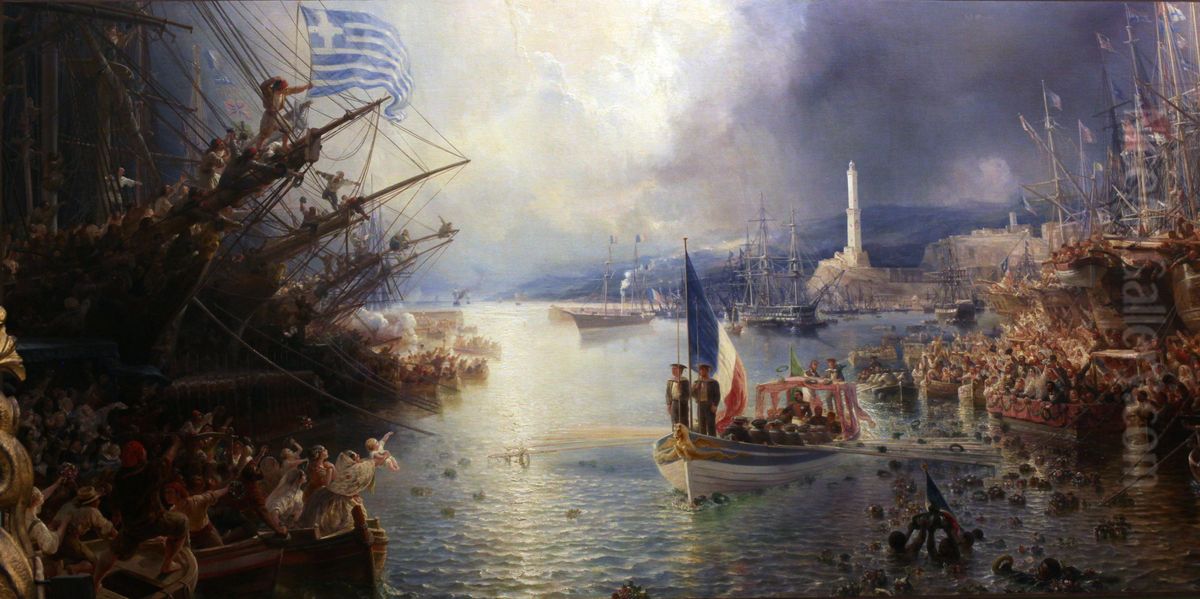 Napoleon III in Genoa Oil Painting by Theodore Gudin