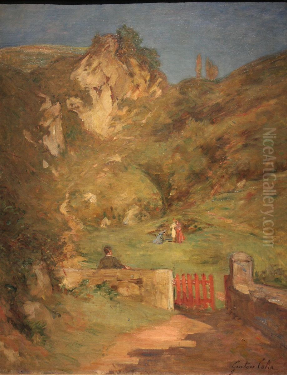 Sur la route du Castillo a Pasajes Oil Painting by Gustave Colin