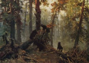 Morning in a Pine Forest. Sketch
