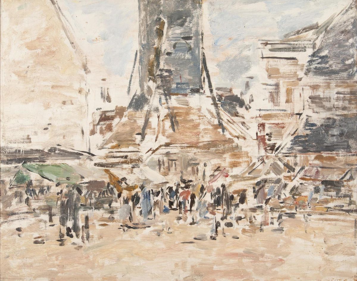 St. Catherine's Market in Honfleur Oil Painting by Eugene Louis Boudin