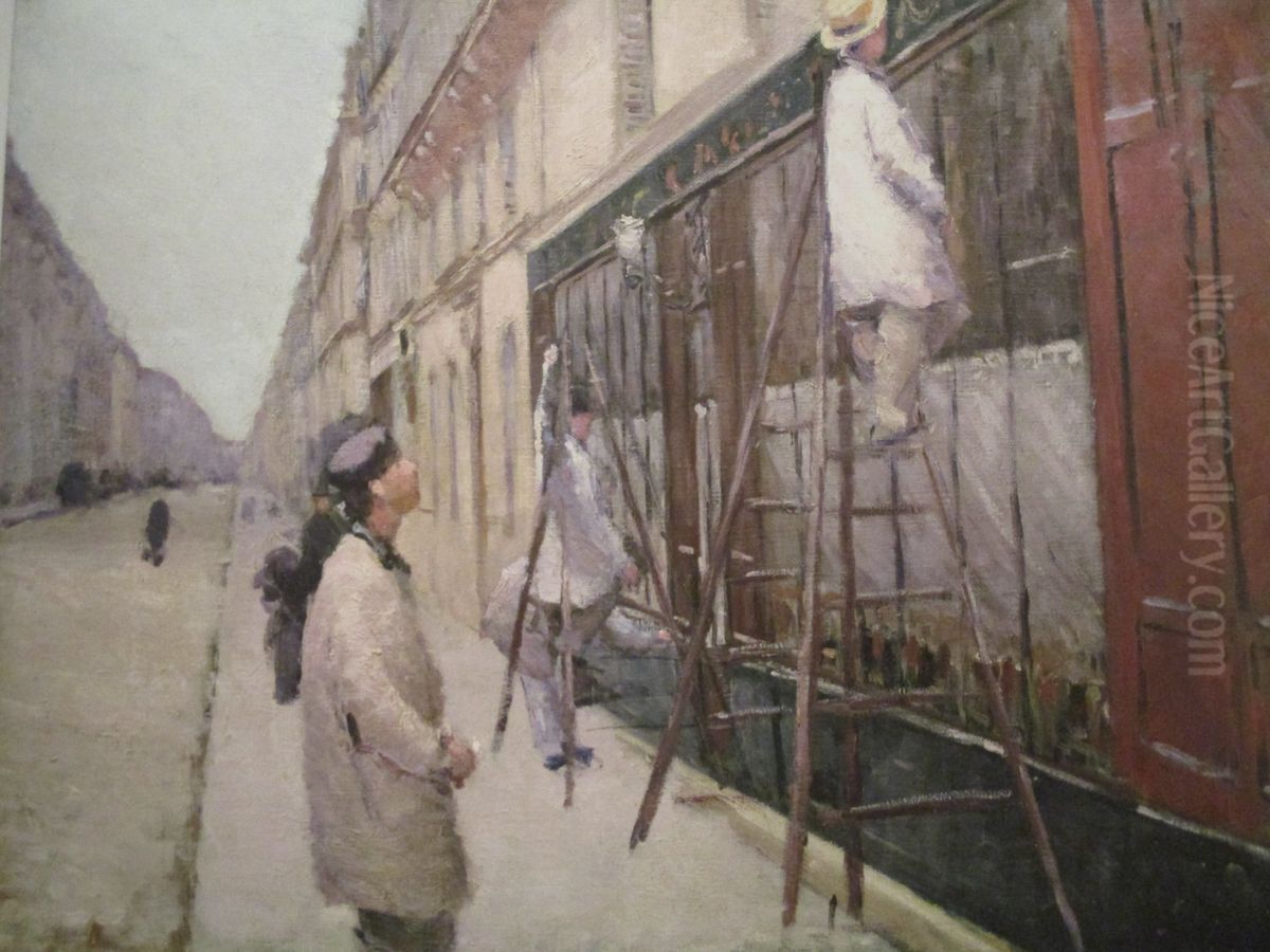 les Peintres en batiment Oil Painting by Gustave Caillebotte