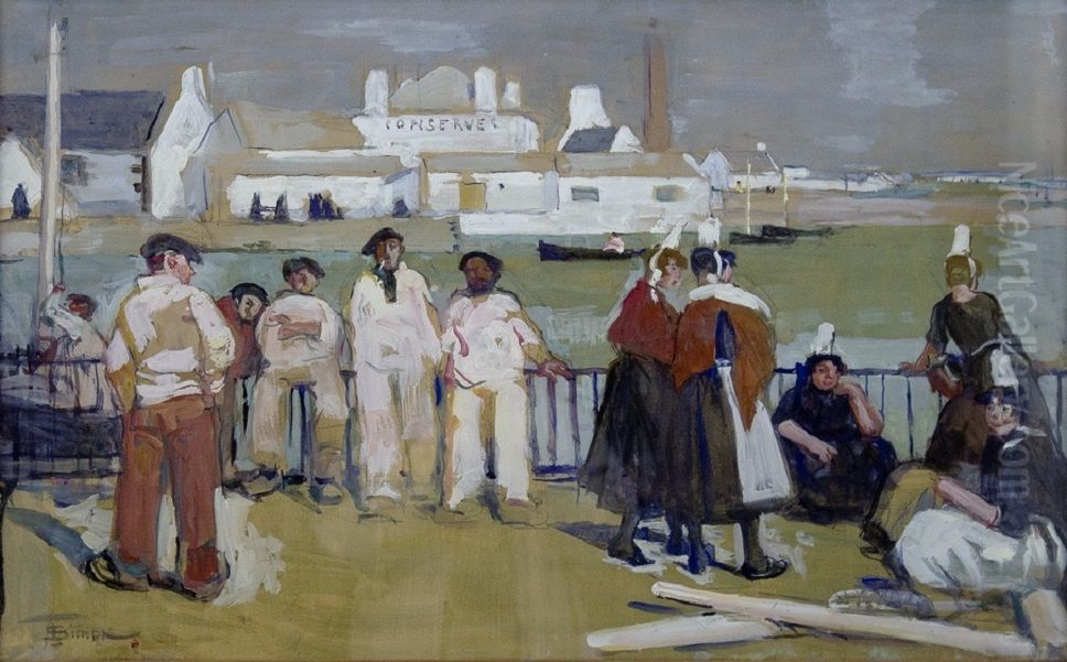 Sardinerie a Penmarc'h Oil Painting by Lucien Simon