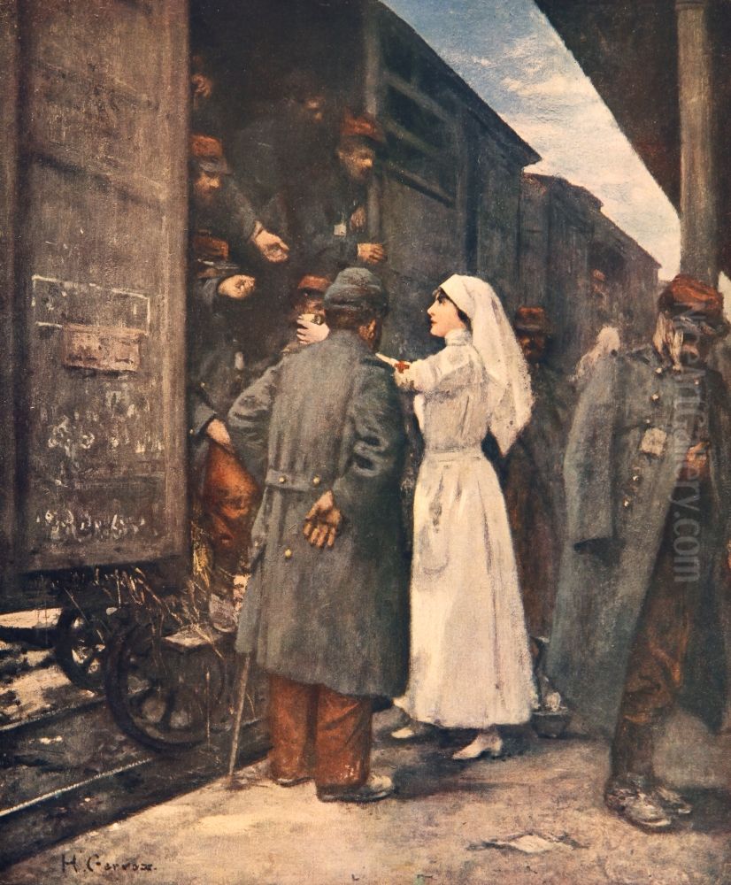 Le train des blesses Oil Painting by Henri Gervex
