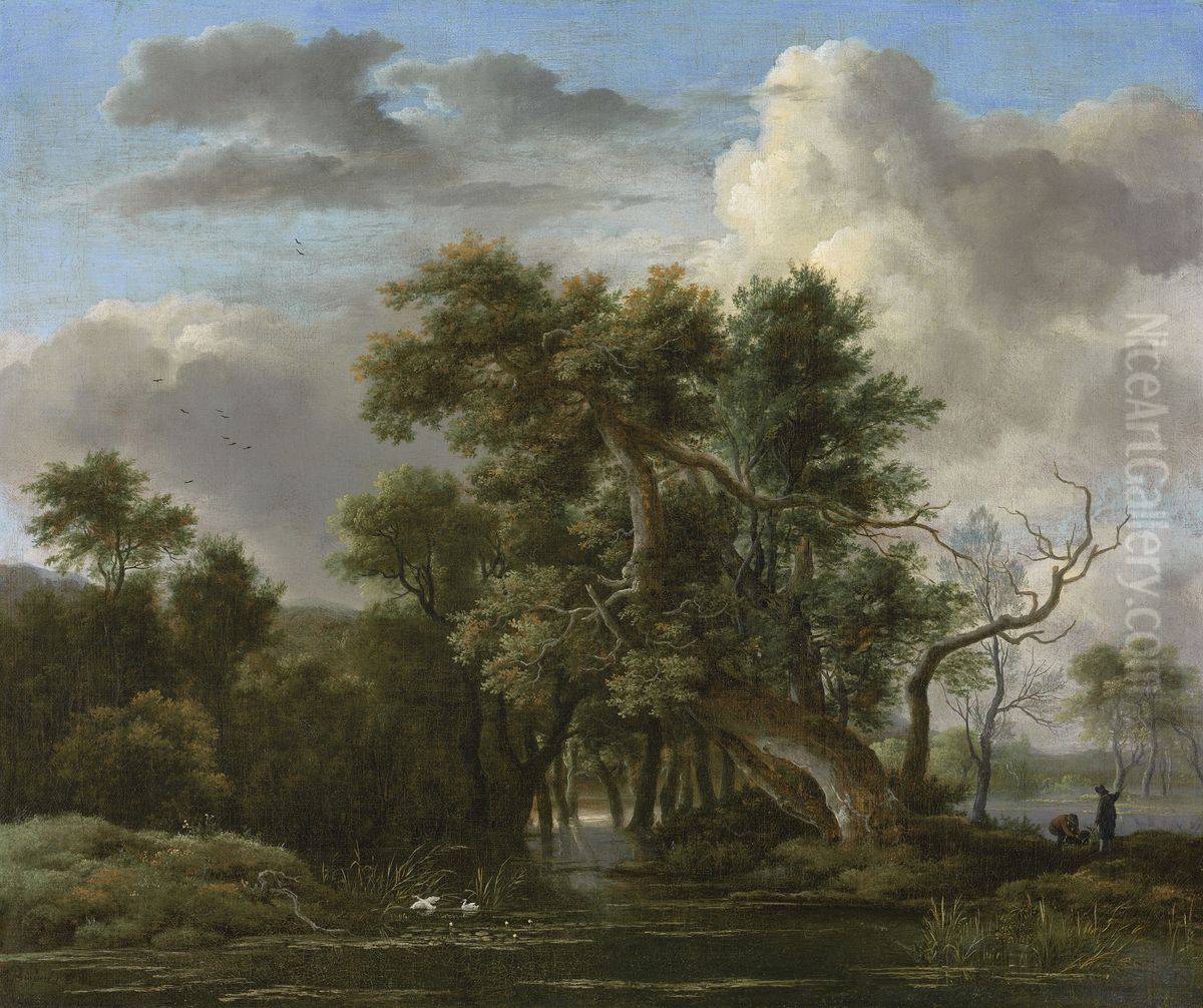 A Woodland Pool Oil Painting by Jacob Van Ruisdael