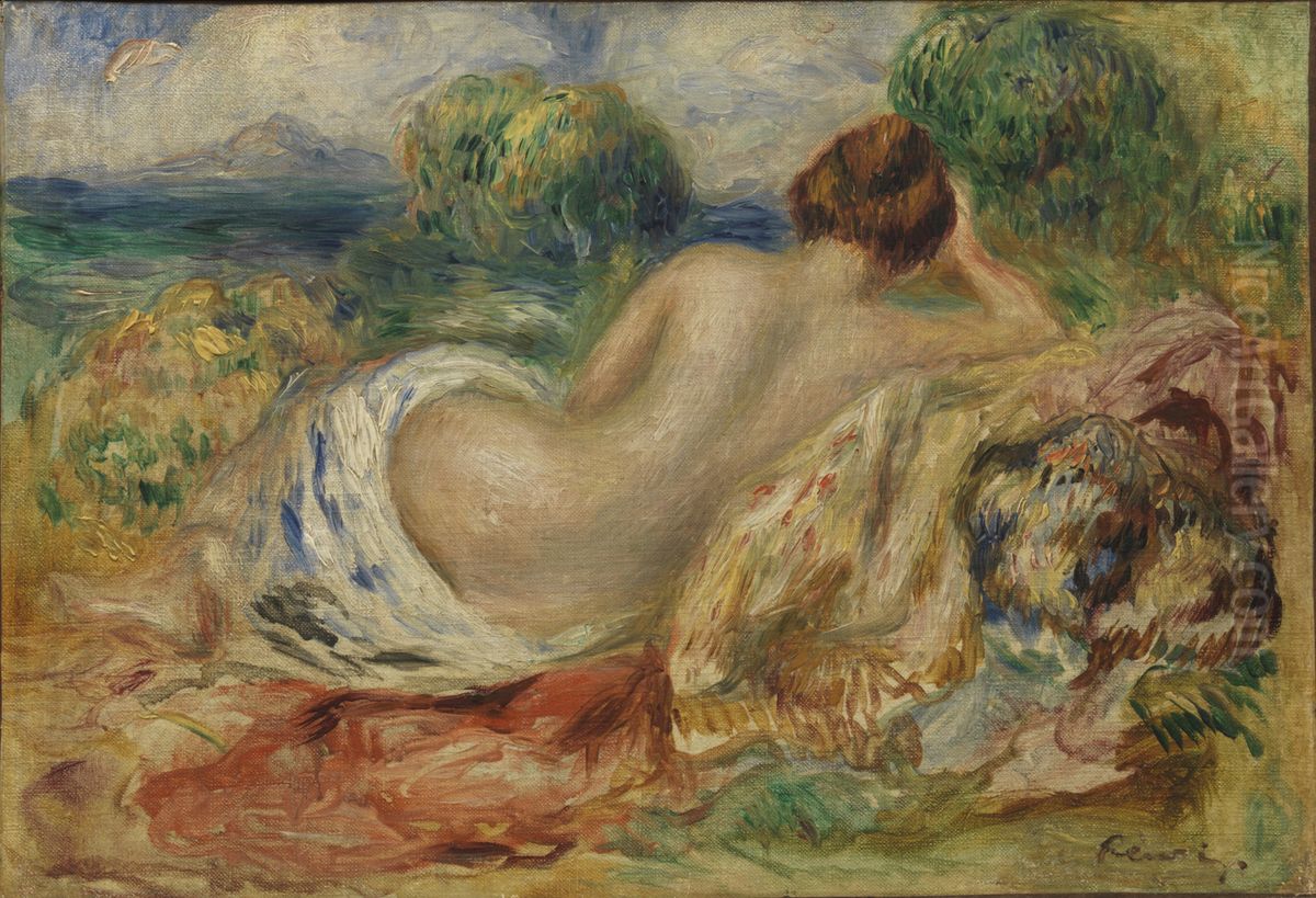 Nude in a Landscape Oil Painting by Pierre Auguste Renoir