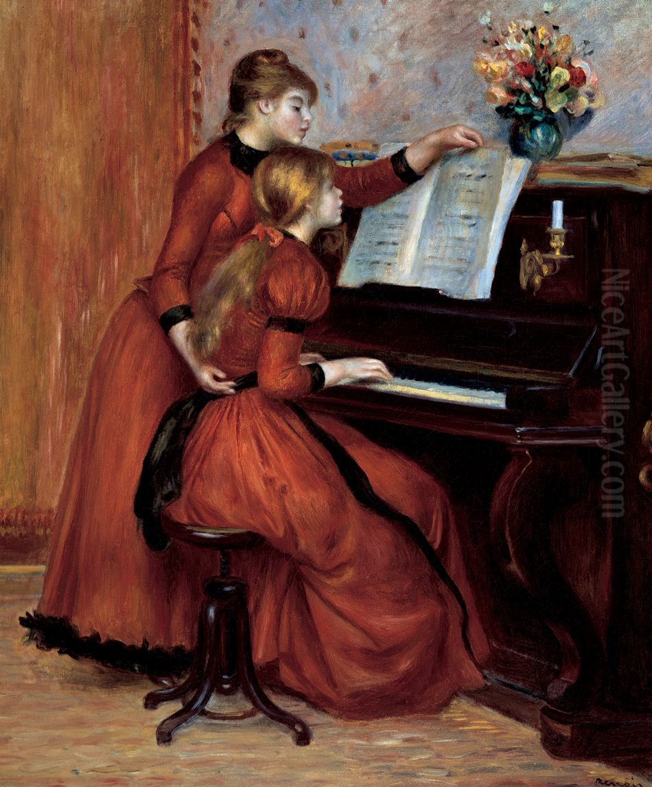 piano lesson Oil Painting by Pierre Auguste Renoir