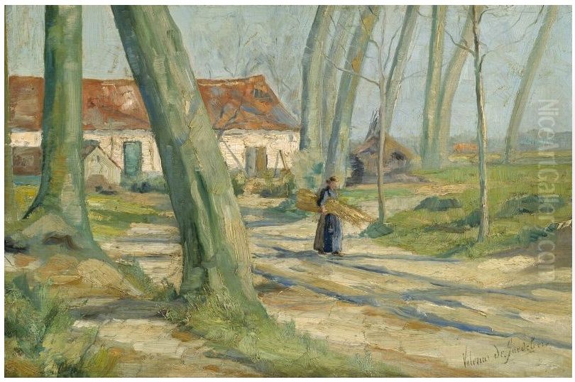 Landscape in Lisseweghe Oil Painting by Valerius De Saedeleer
