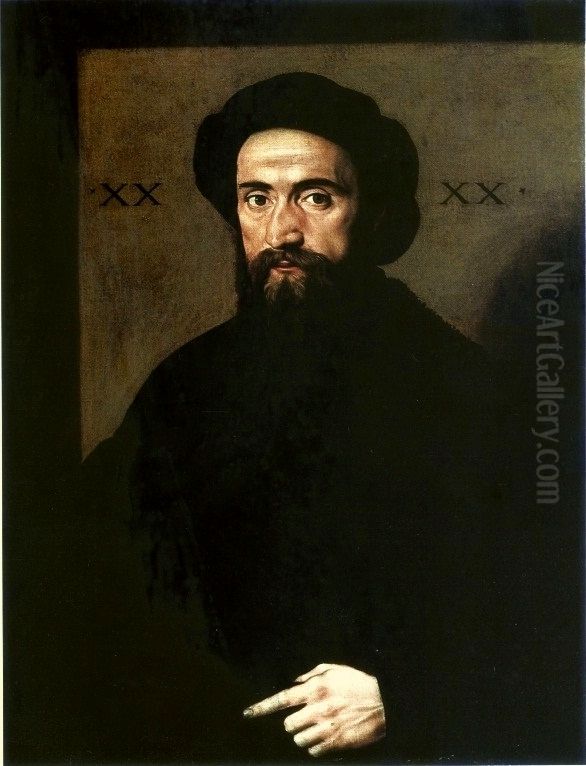 Portrait of a bearded man. Oil Painting by Georg Pencz