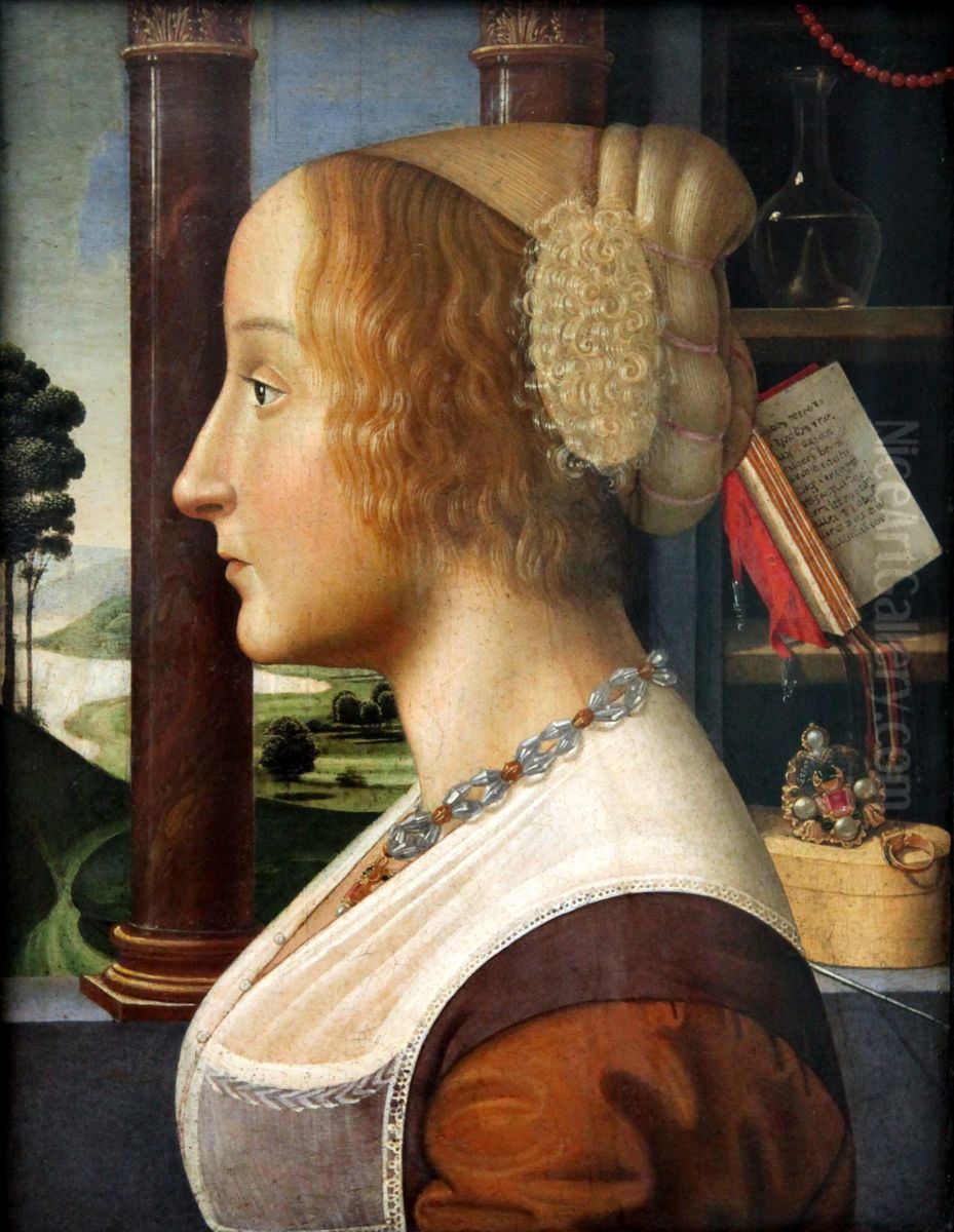 Portrait in profile of a Woman Oil Painting by Davide Ghirlandaio
