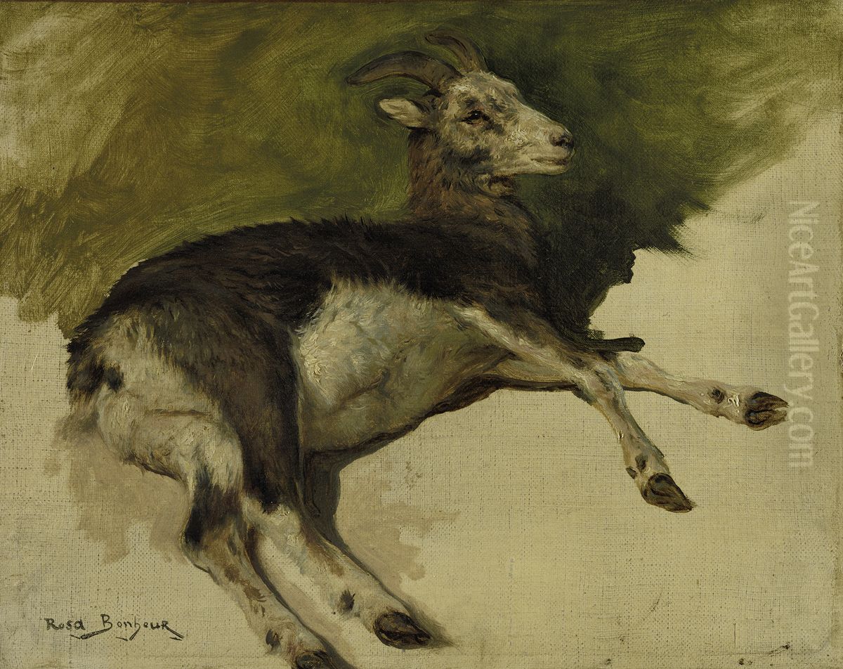 A She-Goat Oil Painting by Rosa Bonheur