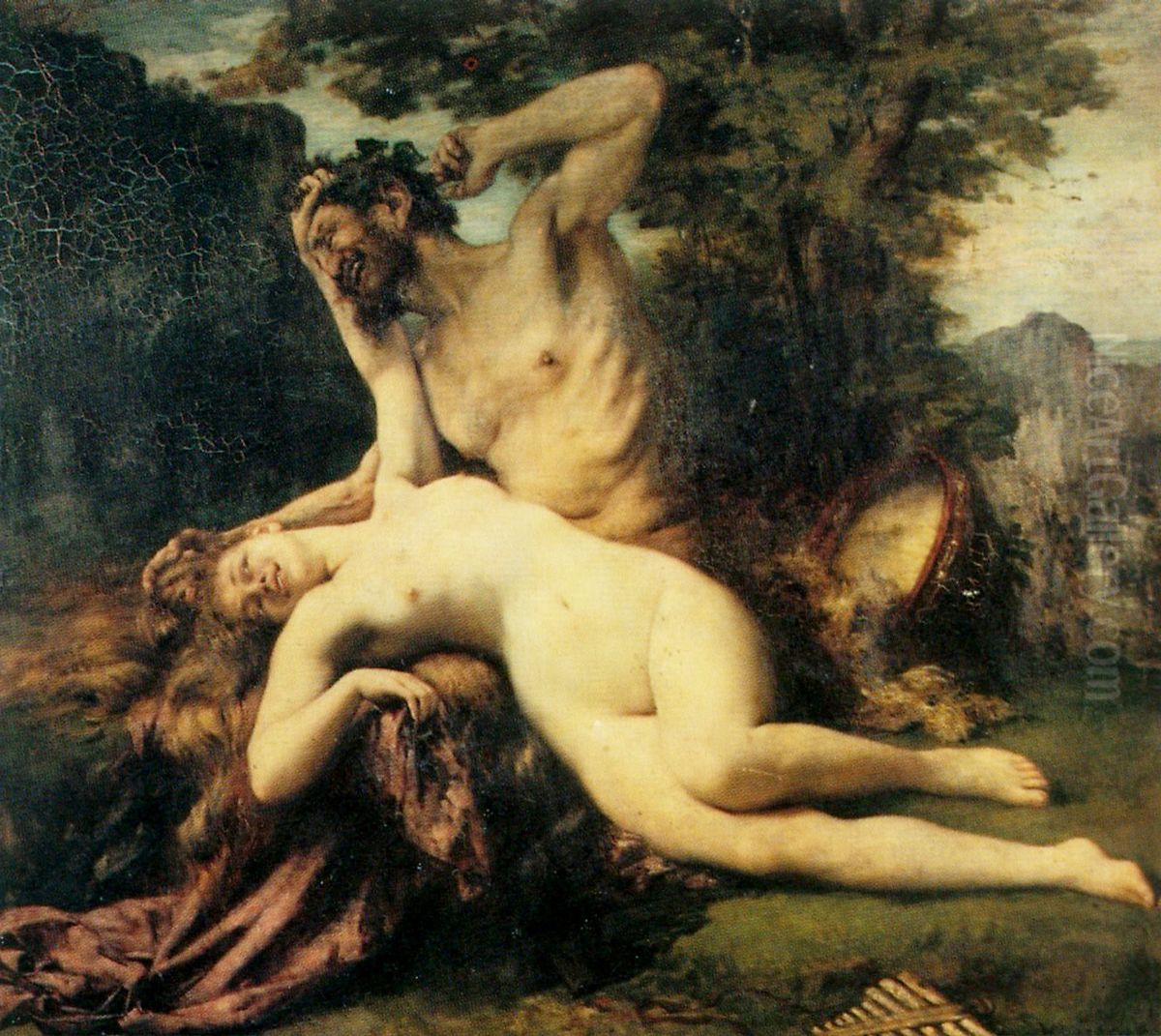 Satyre   and  Menade Oil Painting by Henri Gervex