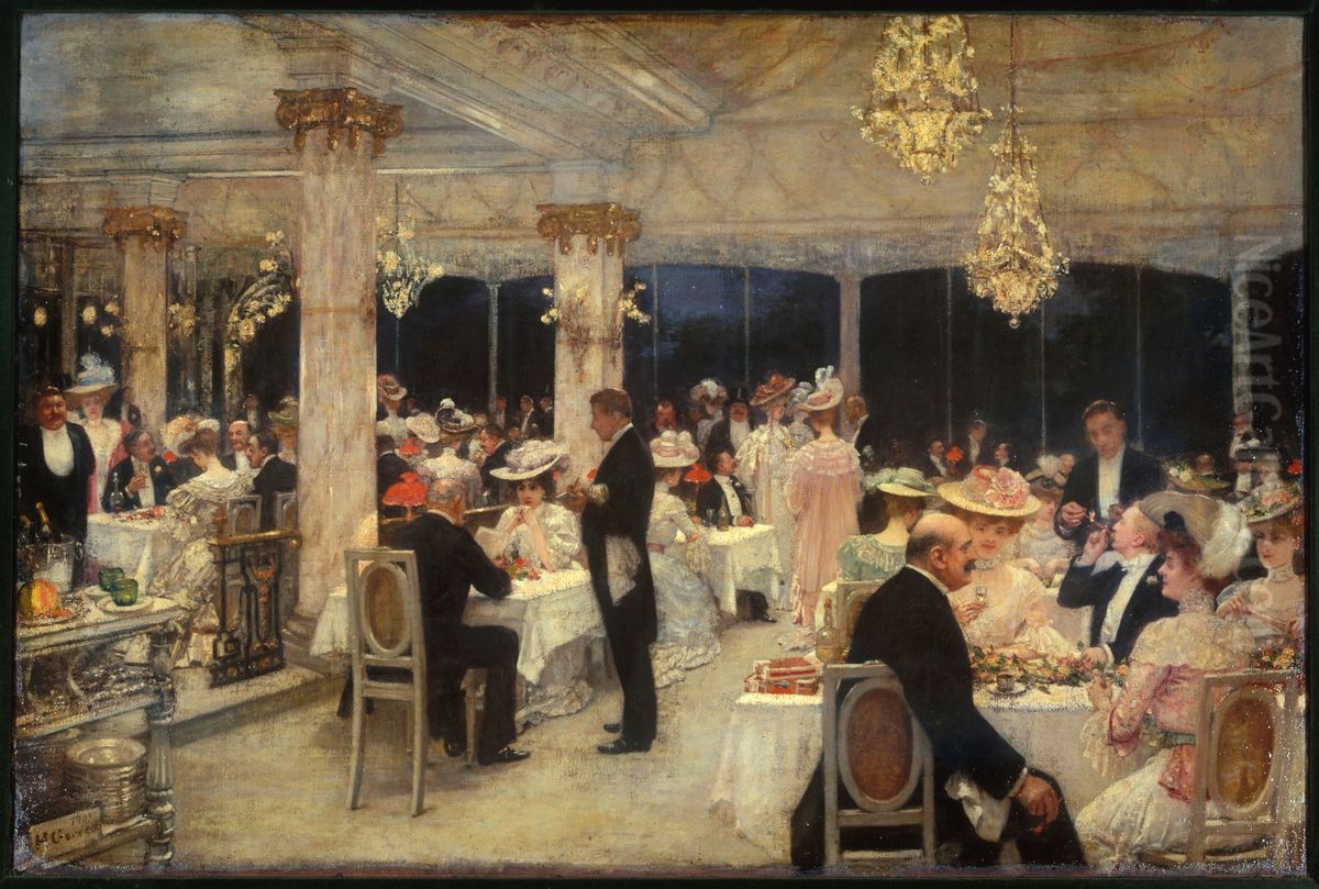 Un soir de grand prix au pavillon d'Armenonville Oil Painting by Henri Gervex